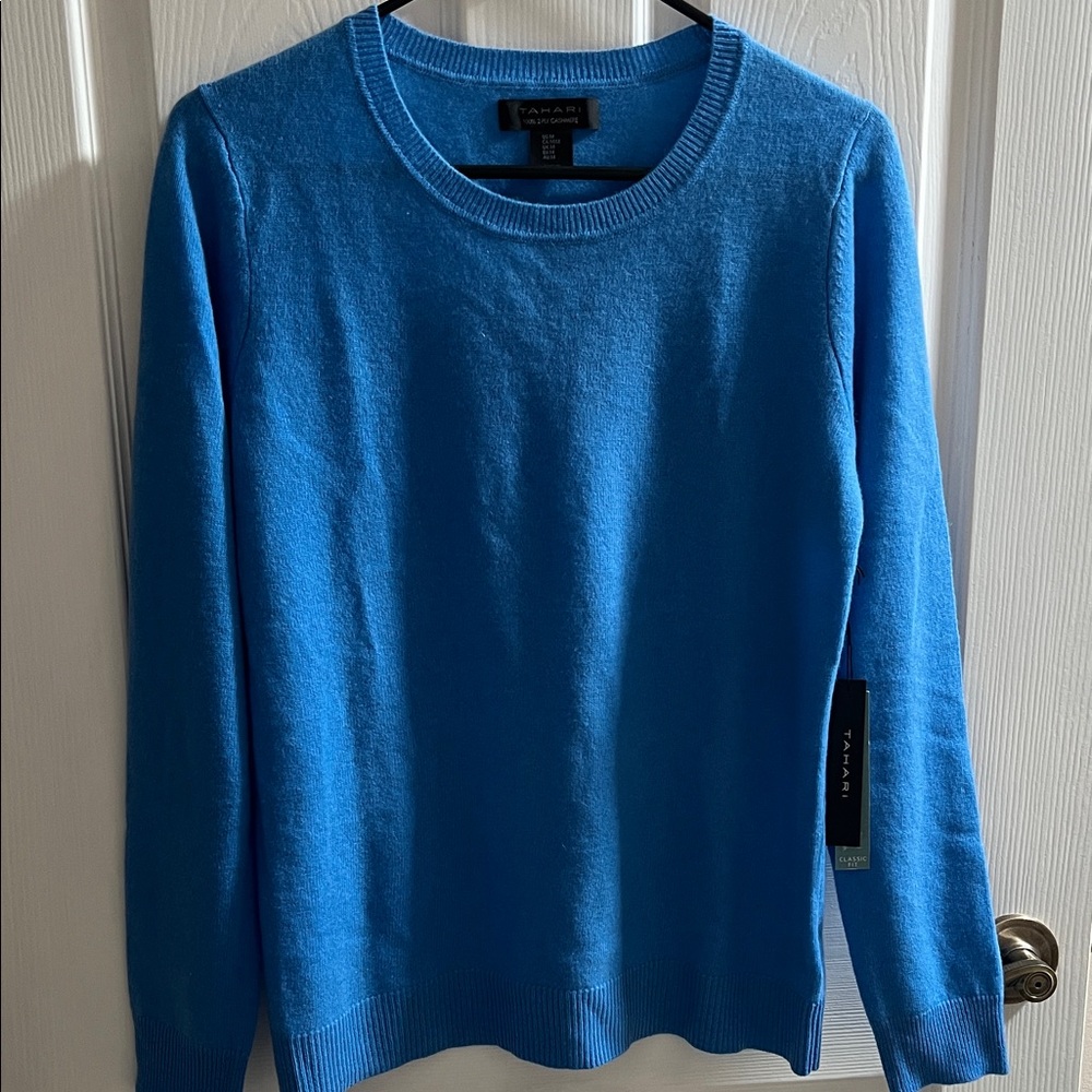 Tahari Bright Blue Crewneck Sweater